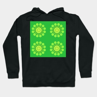 Fresh green dots makes repeating flower pattern, retro style. Hoodie